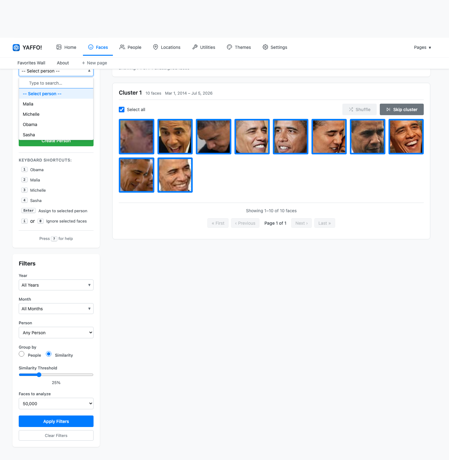The Assign to Person selector open with the list of people