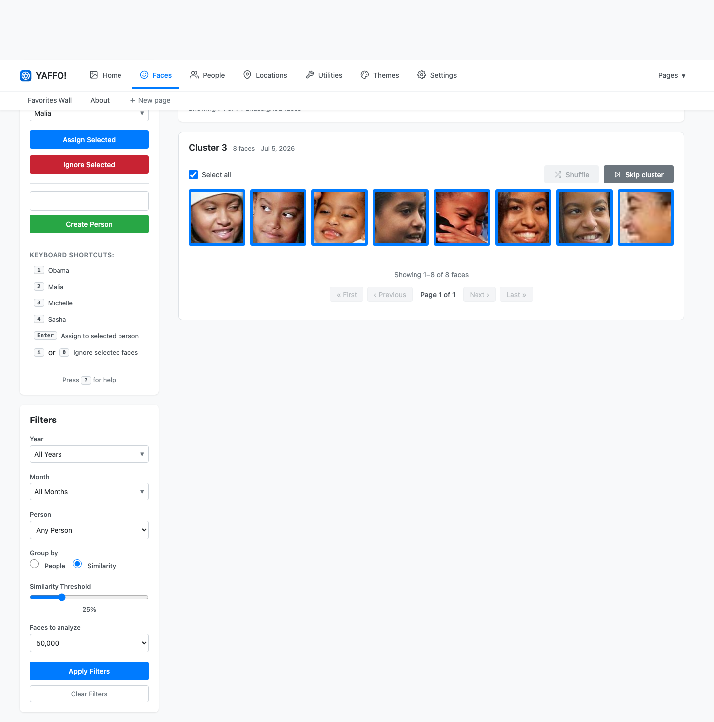 The next cluster selected, ready to assign to a different person