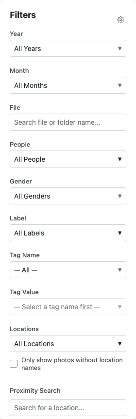 Gallery filter sidebar