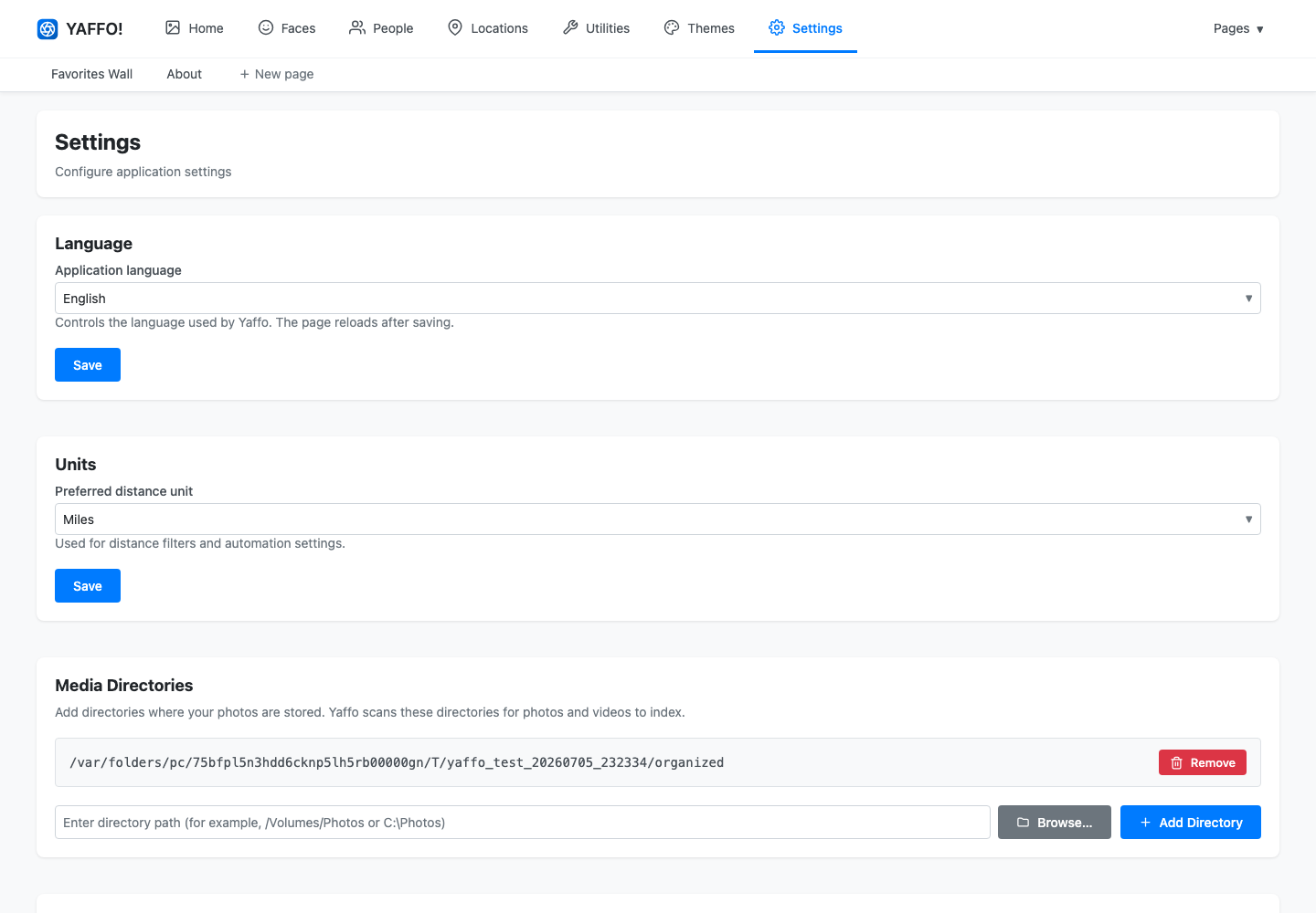 Settings overview